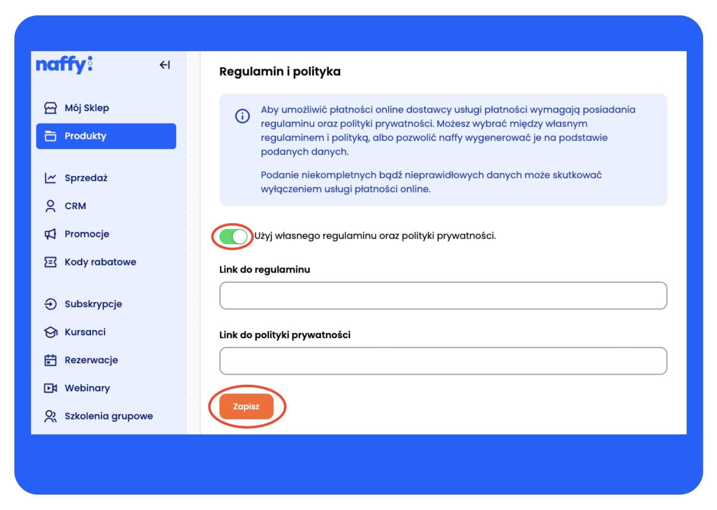 widok-dodawania-wlasnego-regulaminu-i-polityki-prywatnosci
